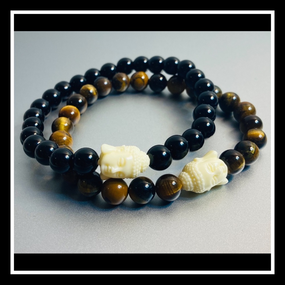 White Pastel Buddha Handmade Beaded Bracelet Set
